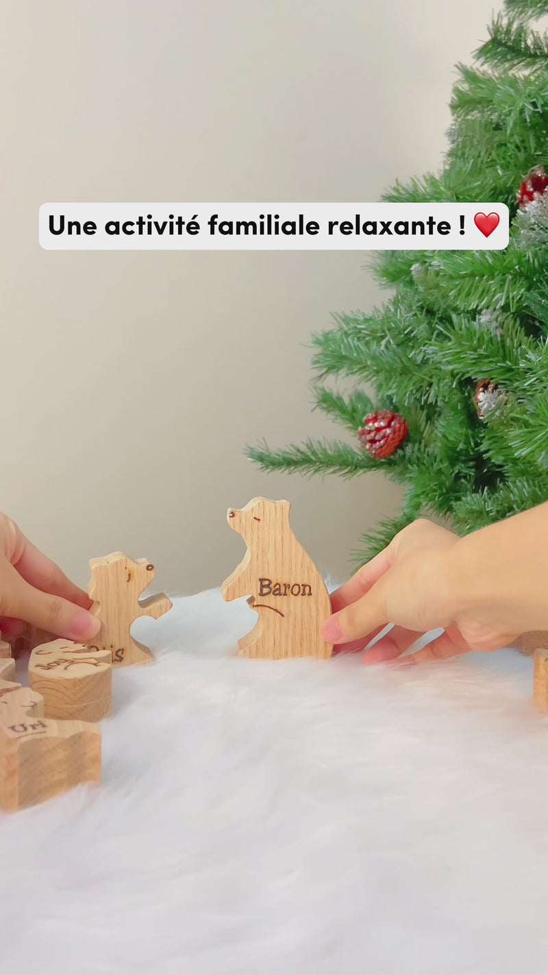 VEELU Ours De Puzzle Famille en Bois Personnalisé Prénom 1-8